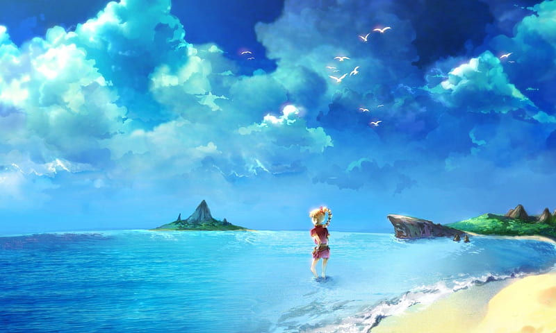 Playa de anime, playa, anime, niña, verano, isla, Fondo de pantalla HD |  Peakpx