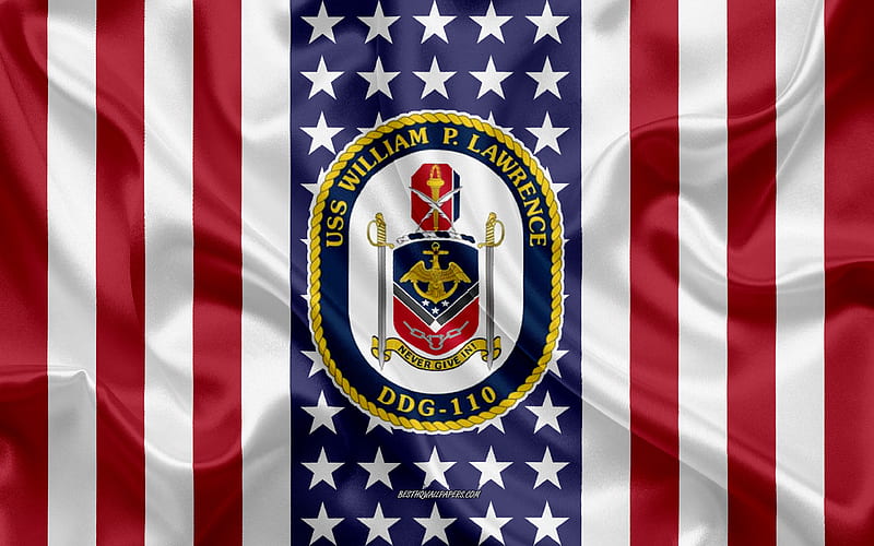 USS William P Lawrence Emblem, DDG-110, American Flag, US Navy, USA, USS William P Lawrence Badge, US warship, Emblem of the USS William P Lawrence, HD wallpaper