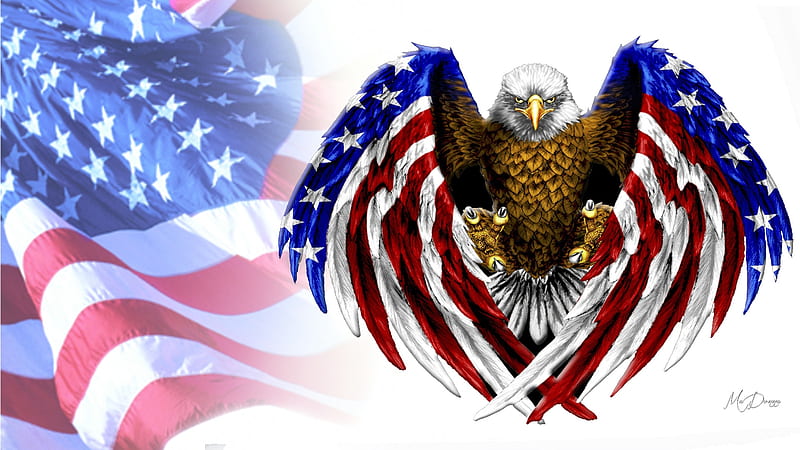 God Bless the USA, Memorial Day, patriotic, eagle, collage, Veterans Day, red white and blue, flag, ffade, bird, Independence Day, 4th of July, patriot, Firefox Persona theme, HD wallpaper