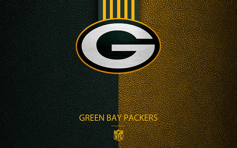 Green Bay Packers American football, logo, emblem, Green Bay, Wisconsin, USA, NFL, leather texture, National Football League, Northern Division, HD wallpaper