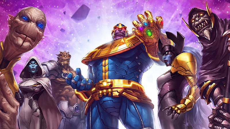 Thanos And His Team Marvel Contest Of Champions, thanos, artwork, marvel-contest-of-champions, HD wallpaper