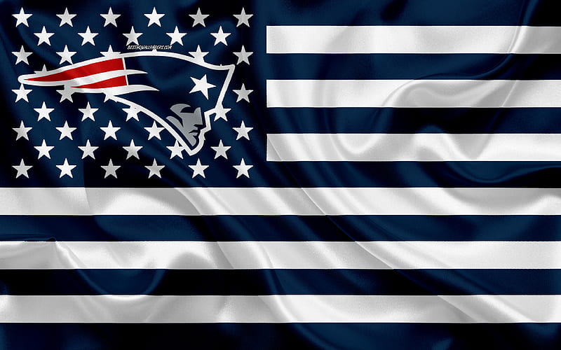 New England Patriots, American football team, creative American flag, blue white flag, NFL, New England, USA, logo, emblem, silk flag, National Football League, American football, HD wallpaper