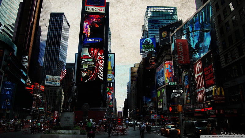 Times Square, NY, Buildings, Signs, Times Square, Lights, City, HD wallpaper