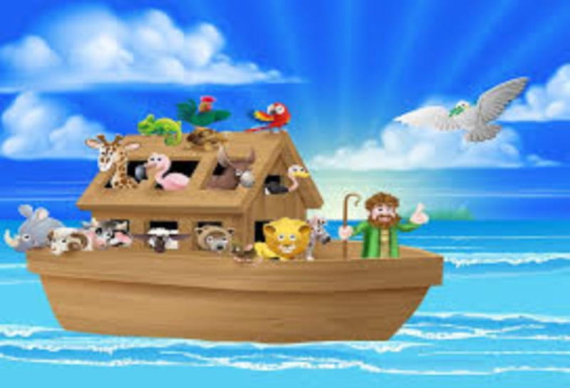 ''KENS Banana ARK''...Song, song, boat, noah, music, birds, ark, animals, HD wallpaper