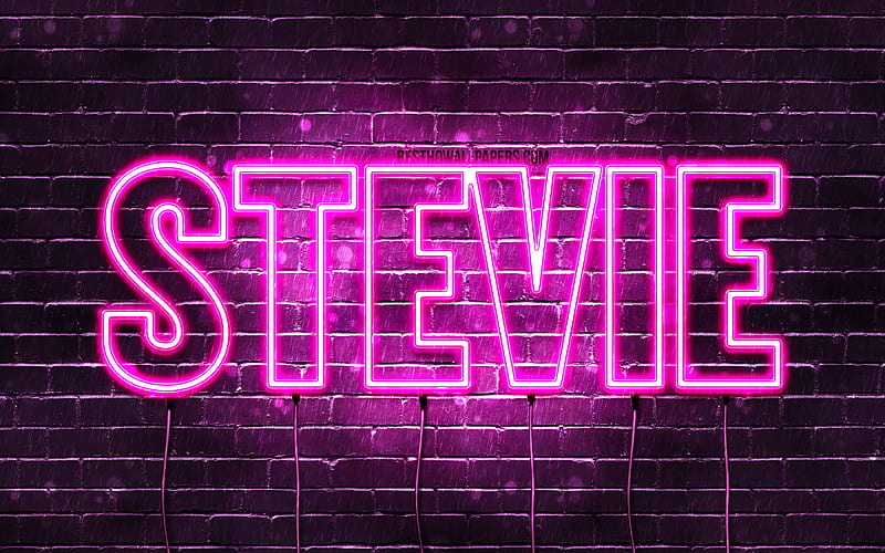 Stevie with names, female names, Stevie name, purple neon lights, horizontal text, with Stevie name, HD wallpaper