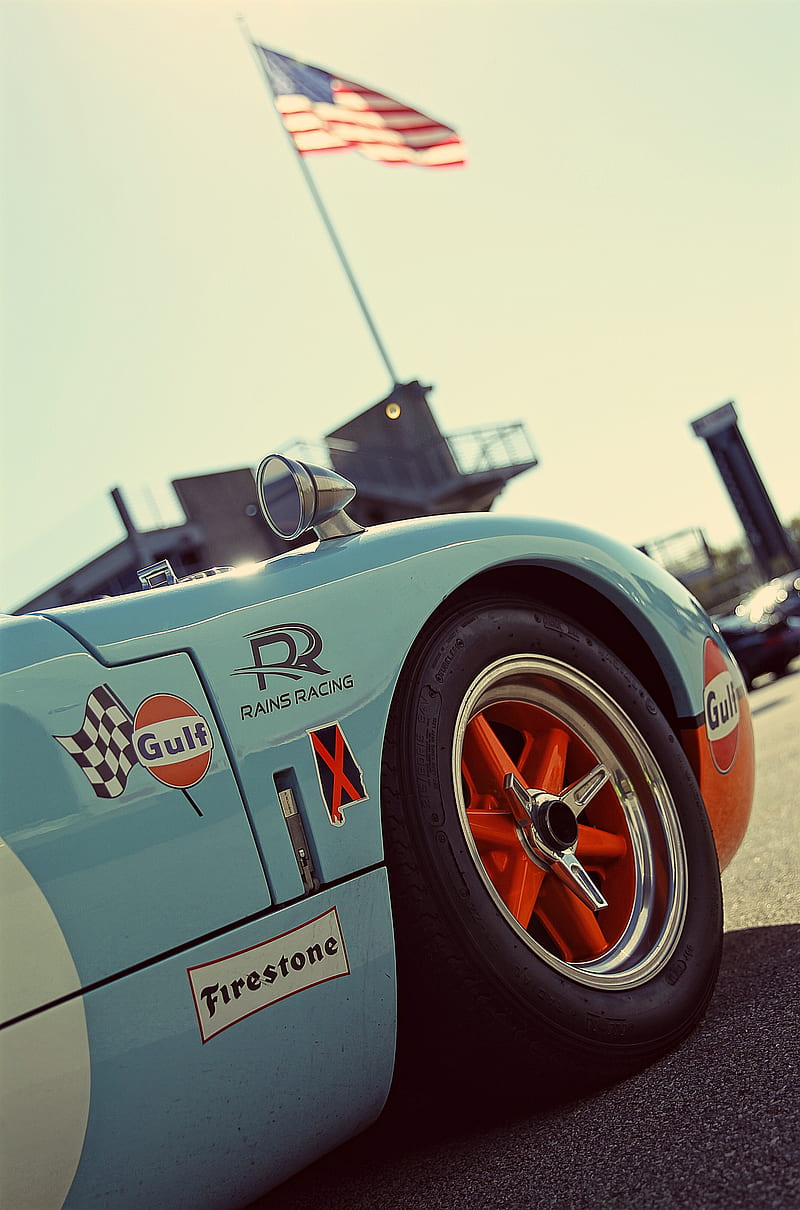 GT40, america, american flag, ford, ford gt40, gulf, gulf racing, vintage, vintage racing, classic, HD phone wallpaper