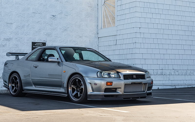 Nissan Skyline, gtr, r34, gray sports coupe, tuning gt-r, Japanese sports cars, Nissan, HD wallpaper