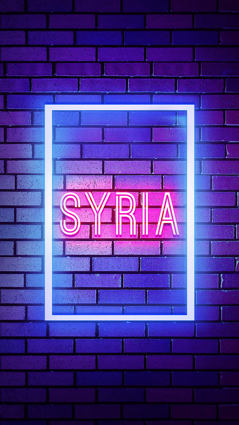 Syria, Neon Syria, countries, country, country name, HD phone wallpaper