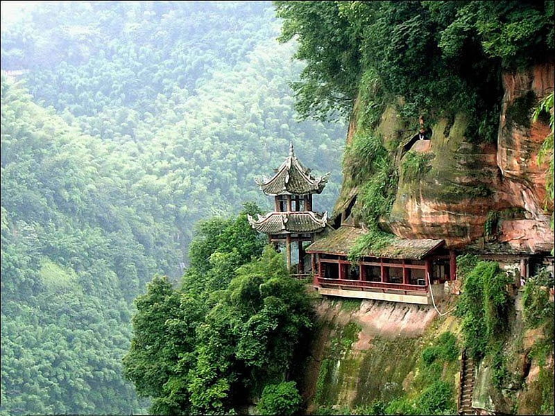 Amazing-Chinese-Temple, mountain, forest, amazing, temple, nature, chinese,  trees, HD wallpaper | Peakpx