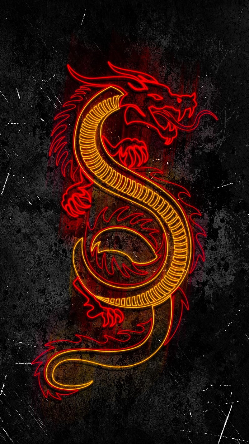 Dragón, red, black, snake, fire, dragon, HD phone wallpaper | Peakpx