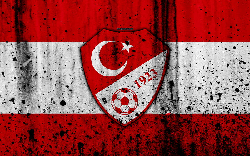 Turkey national football team emblem, grunge, Europe, football, stone texture, soccer, Turkey, logo, European national teams, HD wallpaper