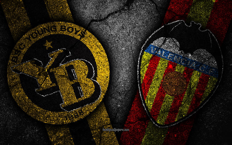 Young Boys vs Valencia, Champions League, Group Stage, Round 3, creative, Young Boys FC, Valencia FC, black stone, HD wallpaper