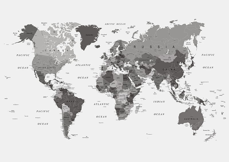 Buy Monochrome World Map, Gray World Map, HD wallpaper