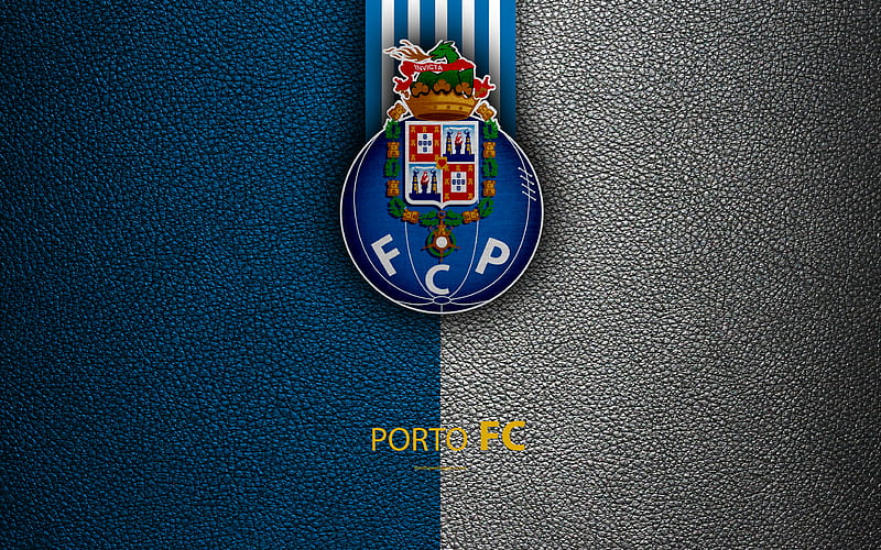 Porto FC leather texture, Liga NOS, Primeira Liga, emblem, logo, Porto, Portugal, football, Portugal Football Championships, HD wallpaper