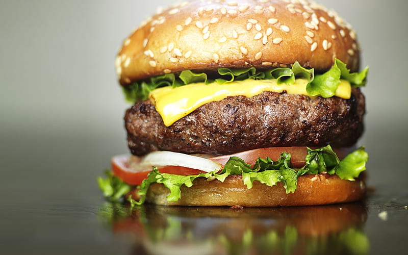 hamburger, fast food, cheeseburger, sandwich, HD wallpaper