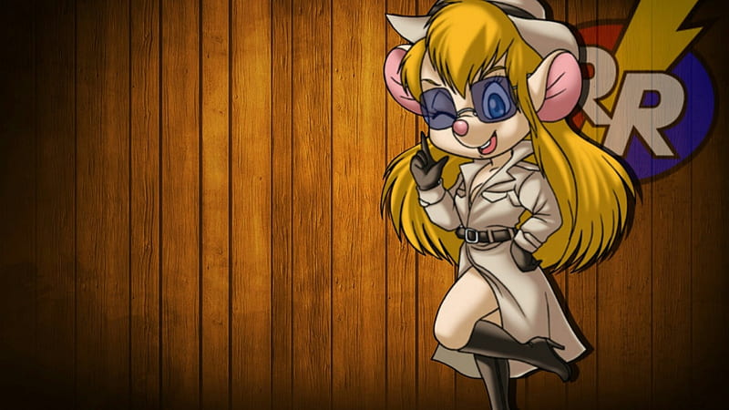 Detective Gadget Hackwrench, Disney, Coat, Mouse, Anthro, Female, Gadget Hackwrench, Disney Afternoon, Shades, TV Series, gloves, Blonde, Fedora, Cartoons, Girl, Furry, Chip N Dale Rescue Rangers, cute, kawaii, Boots, HD wallpaper
