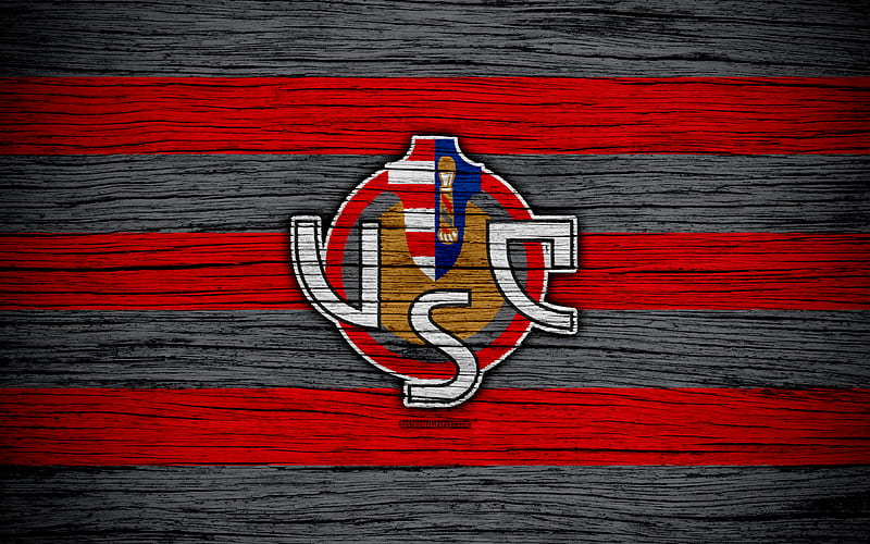 US Cremonese, Serie B football, wooden texture, red black lines, italian football club, Cremonese FC, logo, emblem, Cremona, Italy, HD wallpaper