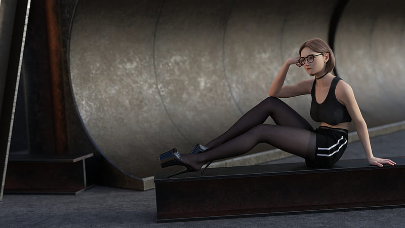 Pantyhose-high-heels, High Heels, black, Pantyhose, Glasses, HD wallpaper