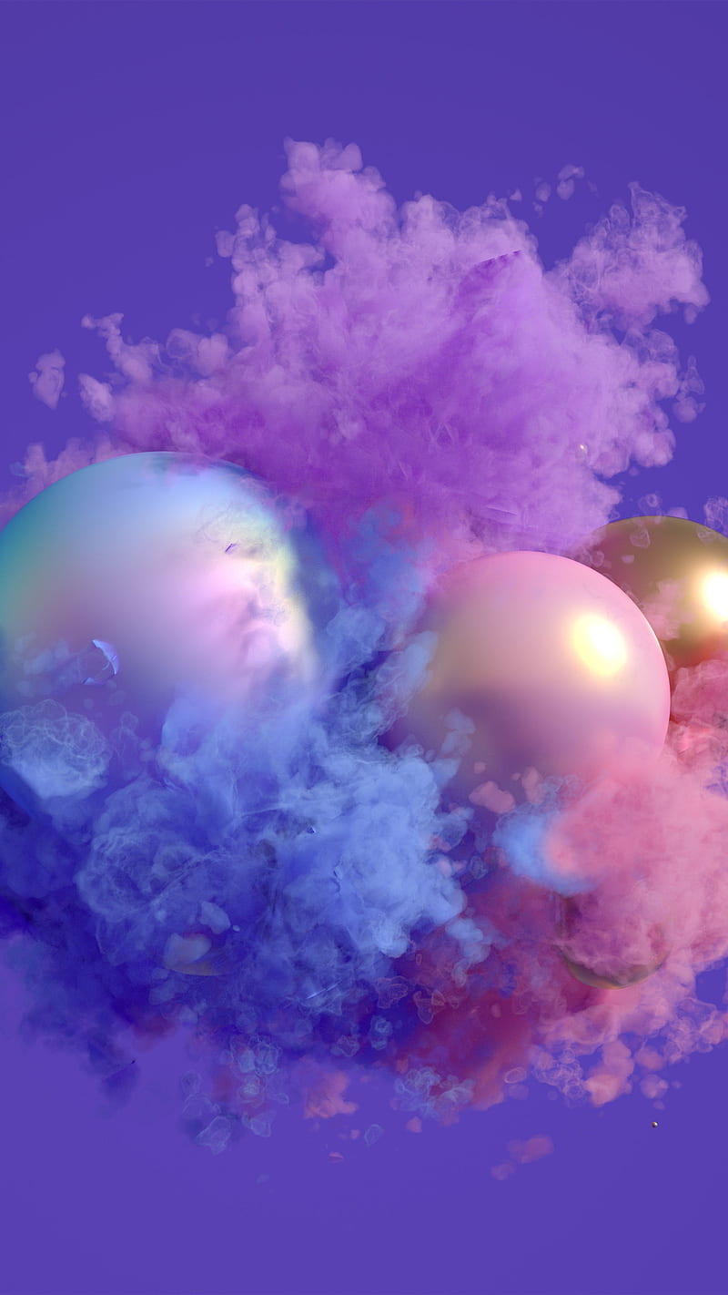 3D Pink & Purple Balls, 3D background, 3D pink and purple balls, 3D shapes, purple and pink, HD phone wallpaper