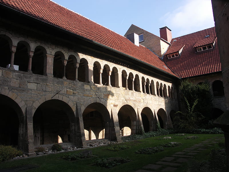 Old Cloister, building, Hildesheim, germany, ancient, cloister, monastery, HD wallpaper