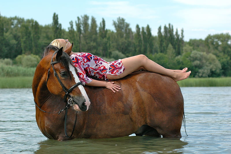 Day Dreamer . ., female, models, cowgirl, ranch, fun, horse, lake, outdoors...