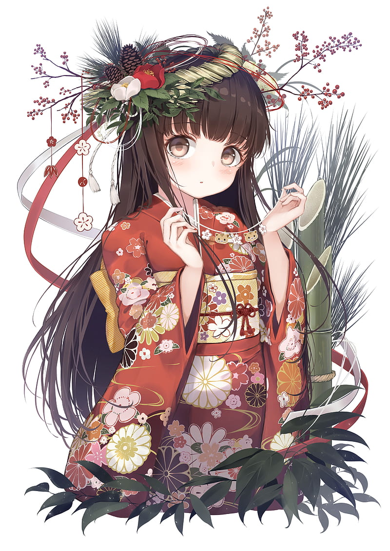 Kimono, anime girl, brown hair, loli, cute, Anime, HD phone wallpaper |  Peakpx