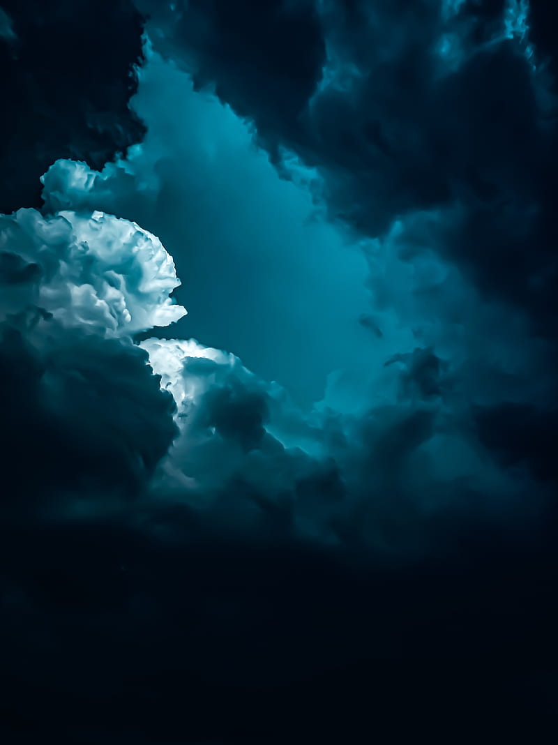 Cloudy sky, cloud, clouds, cloudy, lightning, rain, sky, HD phone wallpaper