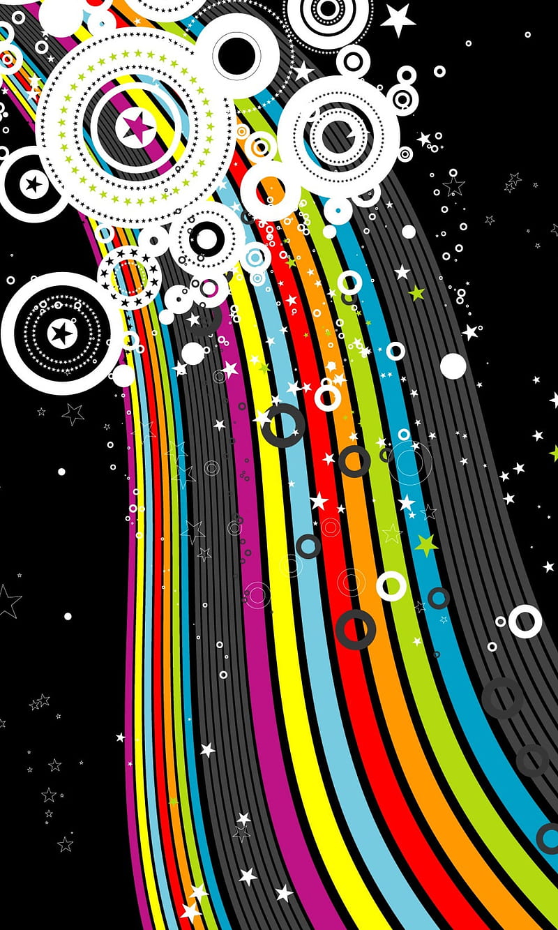 Rainbow, abstract, circles, colors, HD phone wallpaper