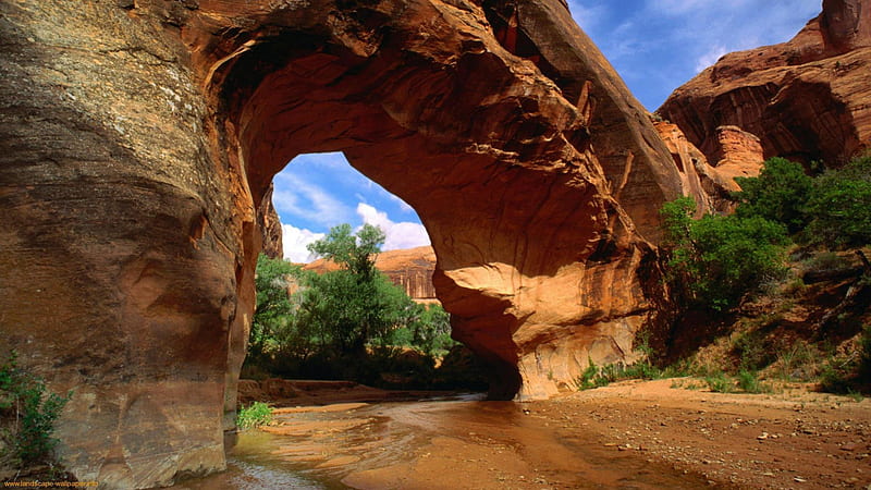 rock arch in the grand canyon, stream, rock, arch, canyon, HD wallpaper