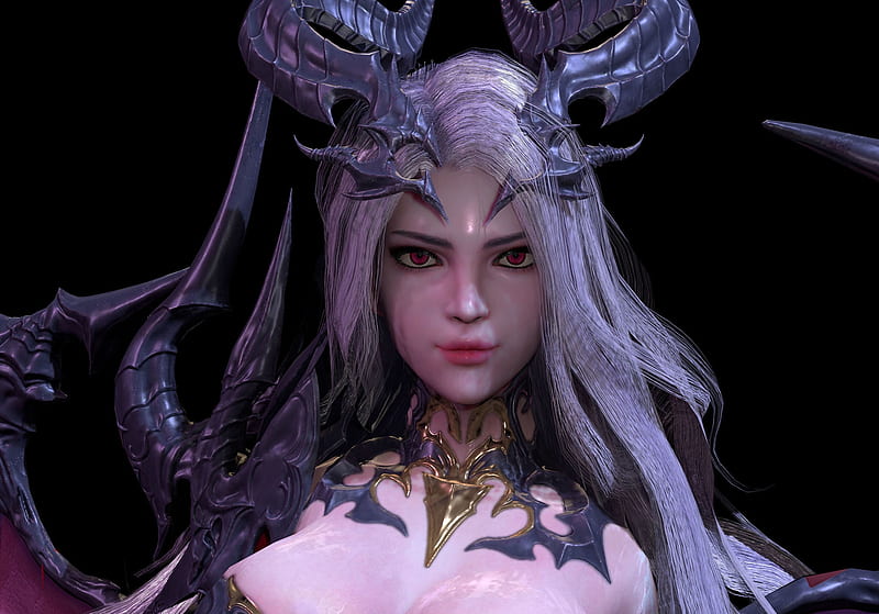 Demoness Horns Min Gi Choi Fantasy Demon Luminos Girl Face Hd