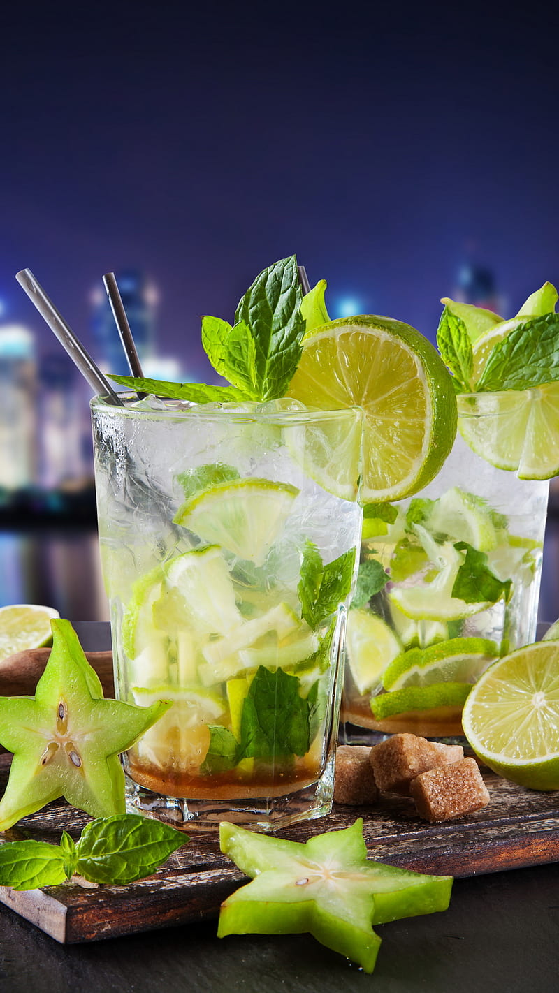 Mojito, coctail, drinks, fresh, ice, lemon, lime, summer, HD phone wallpaper