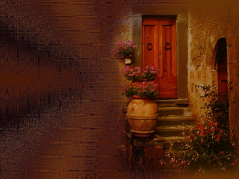 The Villa, opening, plants, wall, entrance, door, HD wallpaper