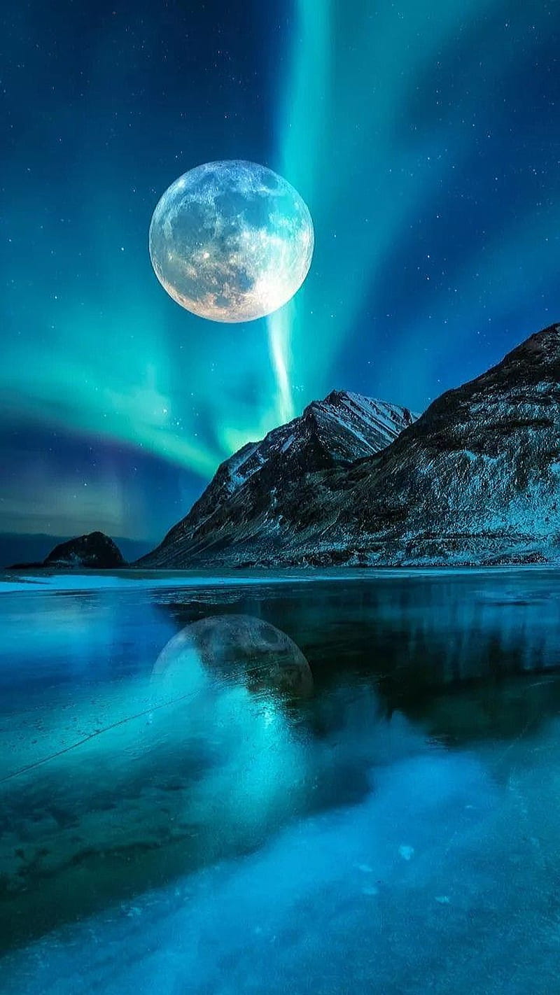 Moonlight, blue, blue moon, lake, landscapes, moon, nature, night, reflection, HD phone wallpaper