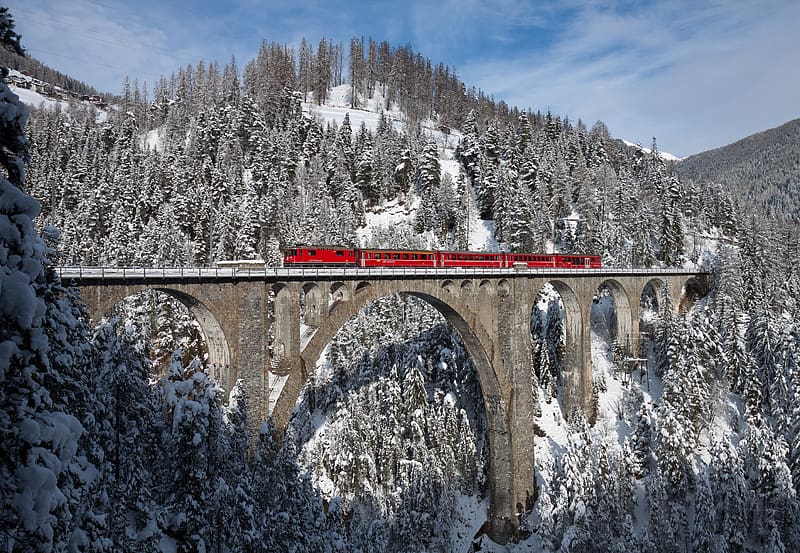 Winter, Snow, Train, Vehicles, Rhb, HD wallpaper