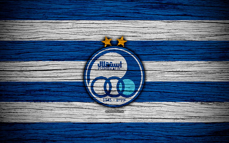 Esteghlal FC, logo, Persian Gulf Pro League, soccer, Iranian football club, Iran, Esteghlal, football, wooden texture, FC Esteghlal, HD wallpaper