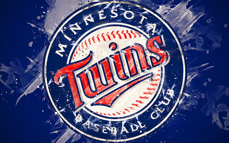 Minnesota Twins grunge art, logo, american baseball club, MLB, blue background, emblem, Minnesota, USA, Major League Baseball, American League, creative art, HD wallpaper