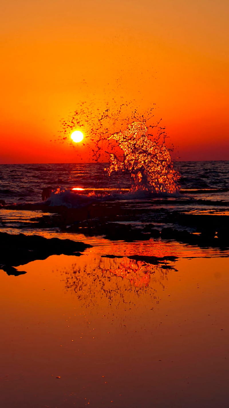 Sunset View, beach, splash, HD phone wallpaper