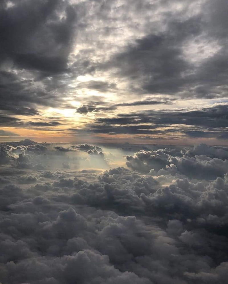 Clouds sky, above the sky, aeroplane view, nature, travel, HD phone wallpaper