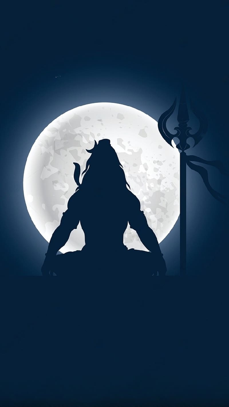 Shiv Shankar Bholenath Ke, Moon Background, god, lord shiva with moon background, mahadev, HD phone wallpaper