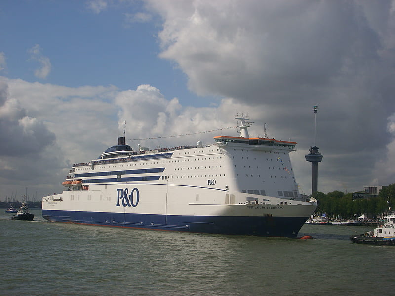 p&o ferry arrive in Rotterdam, boat, ferry, harbor, HD wallpaper