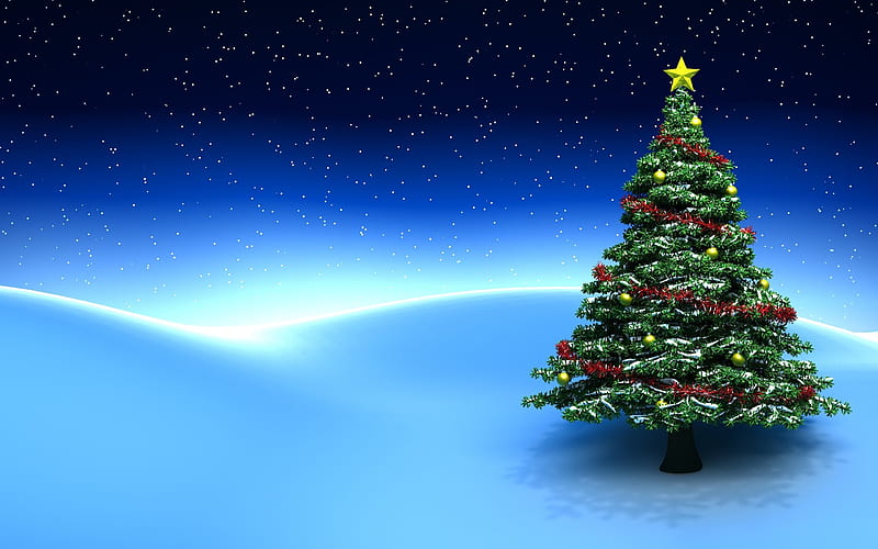 Christmas tree, winter, New Year, Christmas decoration, Christmas tree 3d, HD wallpaper