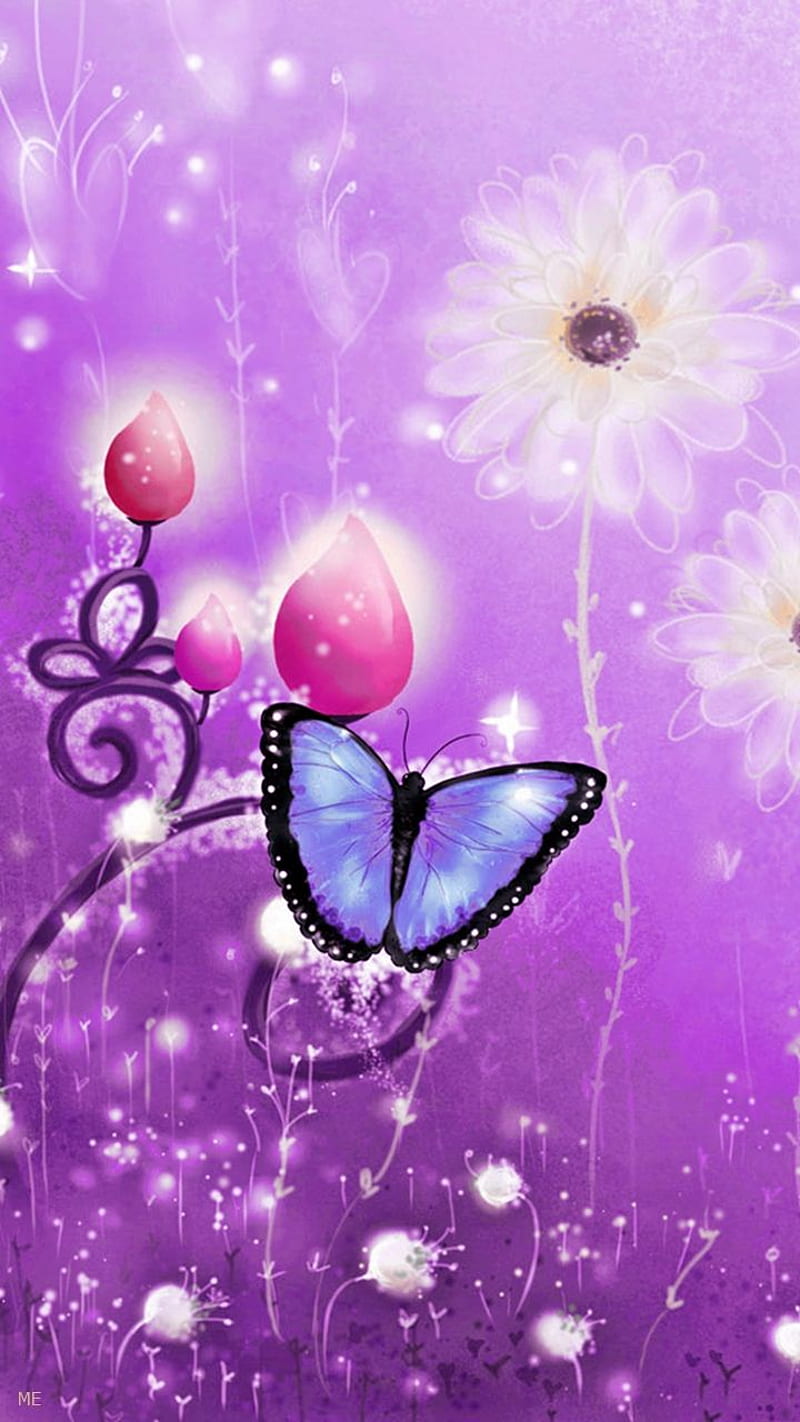 Mariposa morada, azul, mariposas, flores, Fondo de pantalla de teléfono HD  | Peakpx