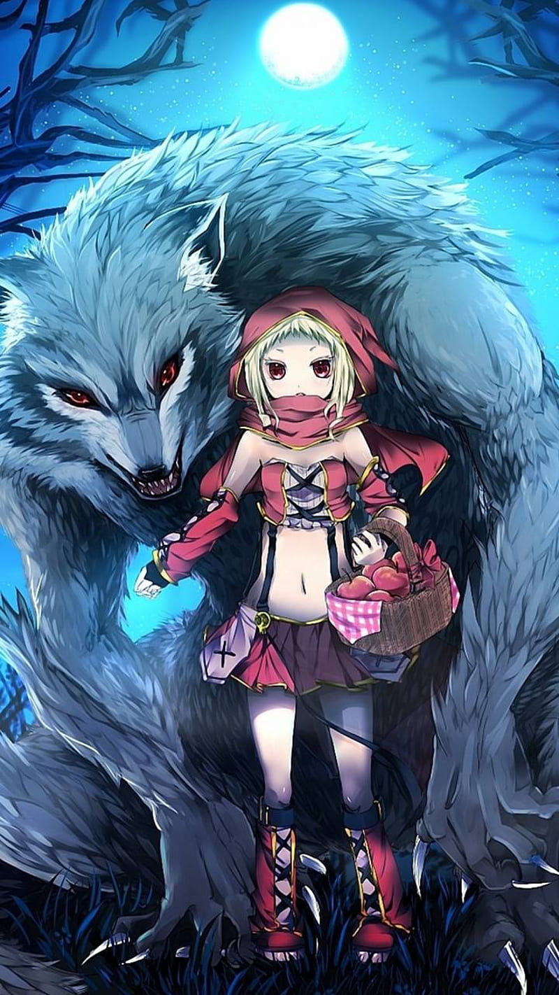 Wolf girl, night, HD phone wallpaper | Peakpx