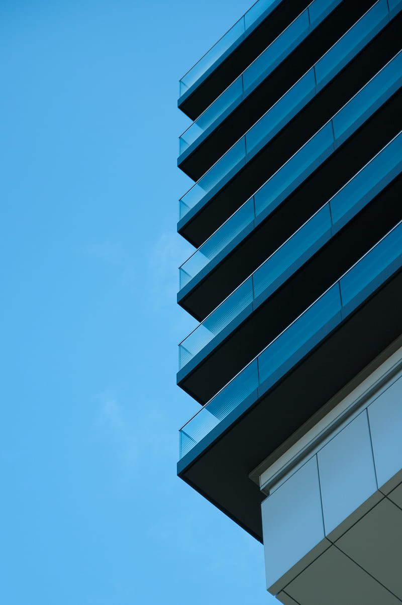 building, architecture, glass, sky, blue, minimalism, HD phone wallpaper