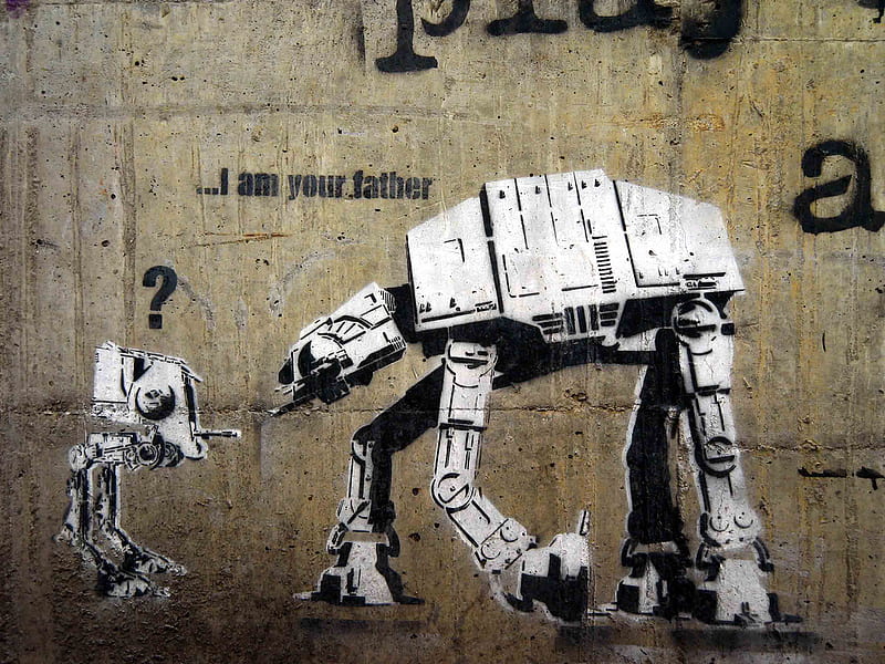I am your father, art, stencil, banksy, star wars, graffiti, HD wallpaper
