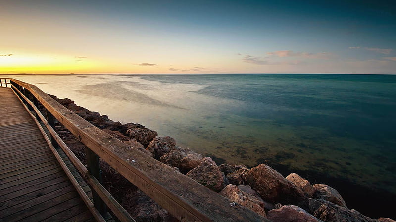 seaside pier-Landscape with beat, HD wallpaper