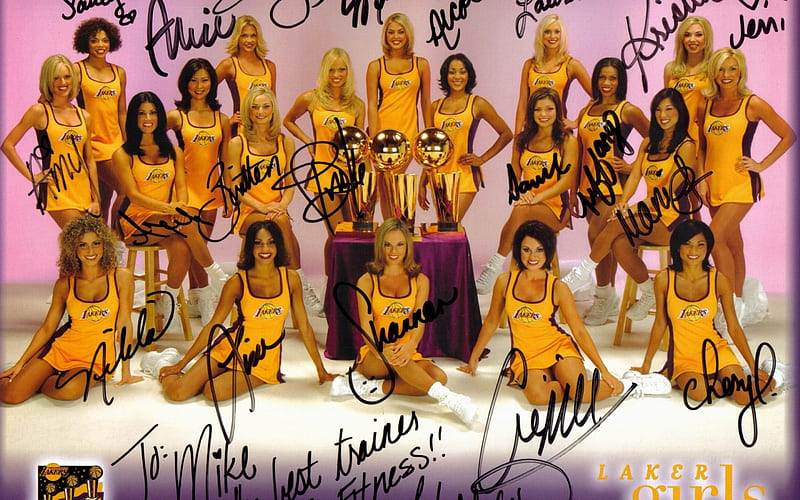 Laker Girls brunette, nba, cheerleaders, yellow, blonde, lakers, HD wallpaper