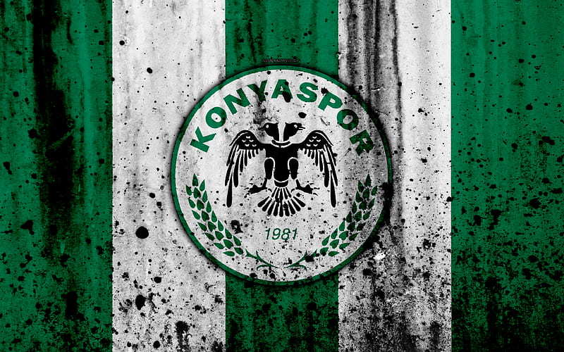 FC Konyaspor Super Lig, logo, Turkey, soccer, football club, grunge, Konyaspor, art, stone texture, Konyaspor FC, HD wallpaper