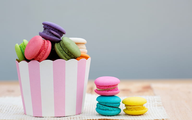 Colorful, cookie, food, cup, macaron, pink, sweet, dessert, blue, HD  wallpaper | Peakpx