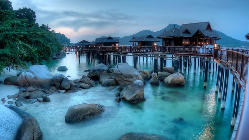 Pangkor Island, Malaysia, lagoon, beach, resorts, nature, island, sky, pankor, HD wallpaper Pangkor Island, Malaysia, lagoon, beach, resorts, nature, island, sky, pankor, HD wallpaper